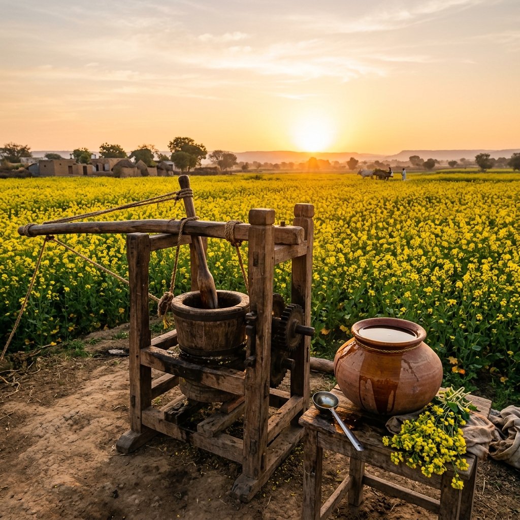 Golden mustard fields at sunrise